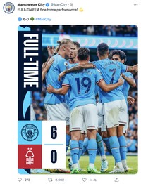 Penyerang anyar Man City, Earling Haaland, kembali membukukan hat-trick secara berturut-turut yang kali ini gawang Nottingham Forest jadi sasarannya.