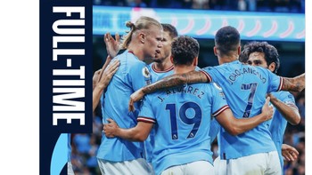 Bertanding di kandang sendiri, Man City sukses menenggelamkan Nottingham Forest dengan skor akhir 6-0 pada lanjutan Liga Inggris. Foto: Twitter