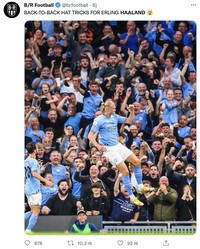 Penyerang anyar Man City, Earling Haaland, kembali membukukan hat-trick secara berturut-turut yang kali ini gawang Nottingham Forest jadi sasarannya.