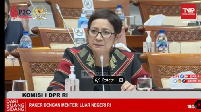 Nurul Arifin di rapat Komisi I DPR dengan Menlu Retno. (Matius Alfons/detikcom).