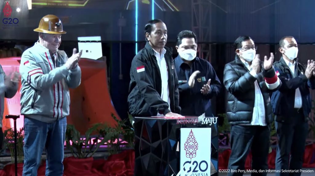 Peluncuran Teknologi 5G Mining, Kabupaten Mimika, 1 September 2022 (Tangkapamn layar Youtube Setpres RI)