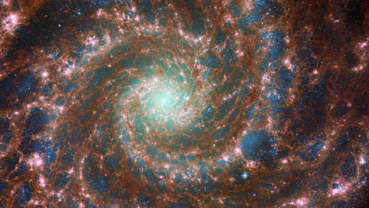 View of M74, otherwise known as the Phantom Galaxy, taken by the NASA/ESA/CSA James Webb Space Telescope, in this handout image released August 29, 2022. Webb’s sharp vision reveals delicate filaments of gas and dust in the spiral arms which wind outwards from the centre of this image.  NASA/ESA/CSA James Webb Space Telescope/Handout via REUTERS    THIS IMAGE HAS BEEN SUPPLIED BY A THIRD PARTY. MANDATORY CREDIT     TPX IMAGES OF THE DAY