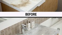 Tidak perlu pakai marmer betulan kalau tidak ada uang, bisa pakai marble contact paper untuk melapisi perabotan. Foto: Dok. Brightside