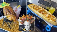 Wanita ini telah membuat heboh TikTok karena kreasi makanannya yang aneh. Inilah beberapa kreasi makanan yang dibuat oleh wanita bernama Candice itu. Ada kreasi ayam hingga hot dog. Foto: Jam Press/@mariandcandicee
