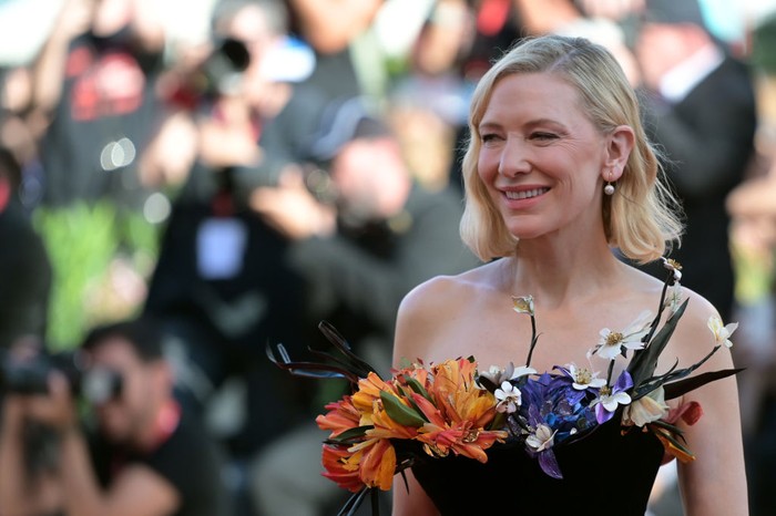 1242868763 01 September 2022, Italy, Venice: Cate Blanchett arrives for the premiere of the movie