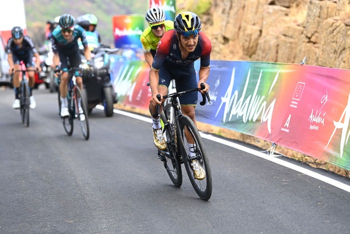 1419929785 ESTEPONA, SPAIN - SEPTEMBER 01: Remco Evenepoel of Belgium and Team Quick-Step - Alpha Vinyl - Red Leader Jersey competes during the 77th Tour of Spain 2022, Stage 12 a 192,7km stage from SalobreΓ±a - PeΓ±as Blancas. Estepona 1260m / #LaVuelta22 / #WorldTour / on September 01, 2022 in Estepona, Spain. (Photo by Tim de Waele/Getty Images)
