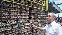 Menteri Perdagangan Zulkifli Hasan memantau bazar telur ayam murah di Pasar Minggu.