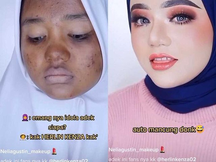 Transformasi makeup bikin warganet kagum viral di media sosial.