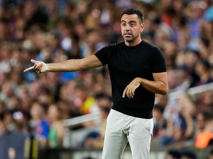 BARCELONA, SPAIN - AUGUST 24: coach Xavi Hernandez of FC Barcelona during the Club Friendly   match between FC Barcelona v Manchester City at the Spotify Camp Nou on August 24, 2022 in Barcelona Spain (Photo by David S. Bustamante/Soccrates/Getty Images)