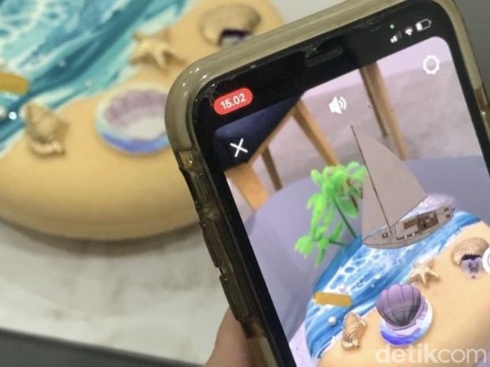 Cake Fleur and Bites dengan Efek Augmented Reality.