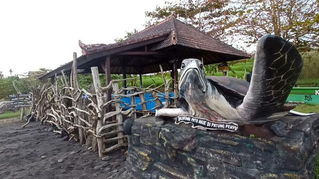 Tampak luar dan dalam Konservasi Gangga Lestari di Pantai Yeh Gangga, Desa Sudimara, Kecamatan Tabanan, yang menjadi pusat penangkaran anak penyu atau tukik dan penetasan telur Penyu.