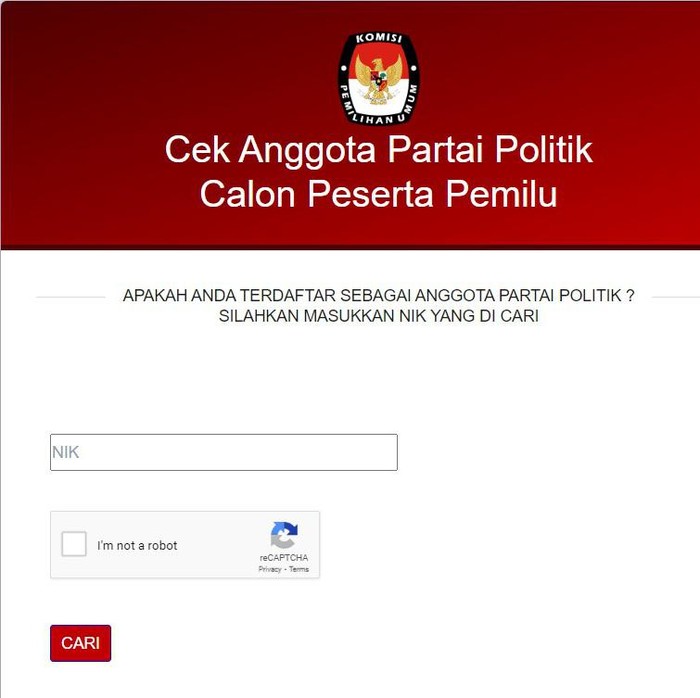 Cek Anggota Parpol (Tangkapan layar https://infopemilu.kpu.go.id/)