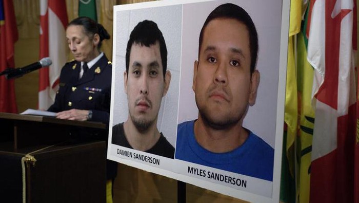 Dua terduga pelaku penikaman yang menewaskan 10 orang di Kanada. (Michael Bell/The Canadian Press via AP)