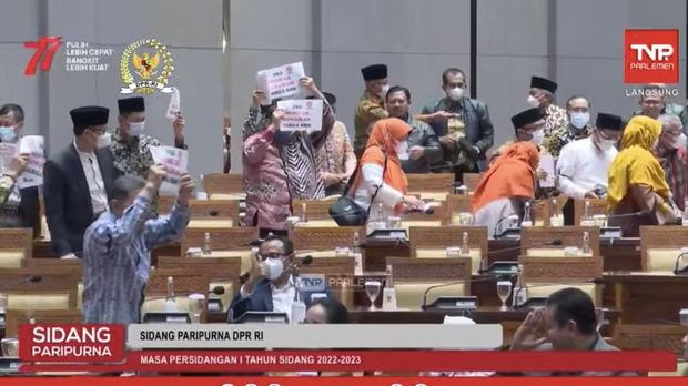 Fraksi PKS Walkout dari Sidang Paripurna DPR (Tangkapan Layar)
