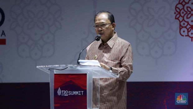 Gubernur Bali, Wayan Koster di T20 Indonesia Summit 2022 di Nusa Dua, Bali. (CNBC Indonesia/Tri Susilo)