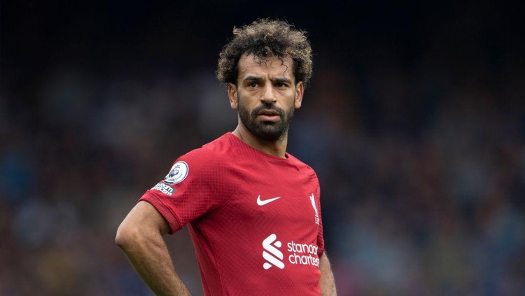 LIVERPOOL, ENGLAND - SEPTEMBER 03: Mohamed Salah of Liverpool in action during the Premier League match between Everton FC and Liverpool FC at Goodison Park on September 3, 2022 in Liverpool, United Kingdom. (Photo by Visionhaus/Getty Images)