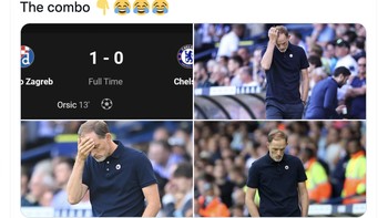 Sterling dan Aubameyang berlaga bersama untuk Chelsea tapi malah kalah. Foto: Twitter