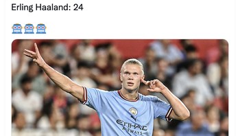 Dibanding Messi pun Haaland jauh lebih superior. Foto: Twitter