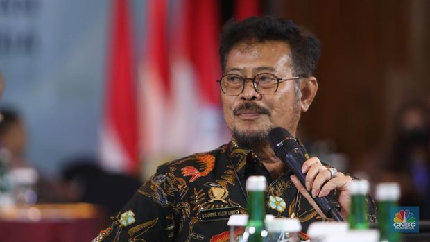 Menteri Pertanian Syahrul Yasin Limpo di acara Sarasehan 100 Ekonom. (CNBC indonesia/Andrean Kristianto)