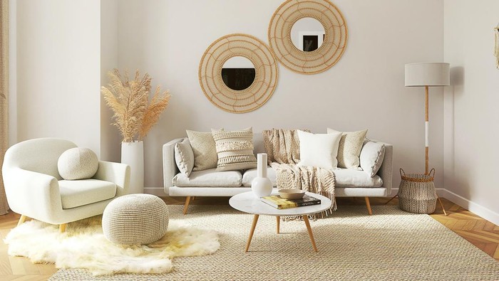 Ilustrasi ruang keluarga minimalis.