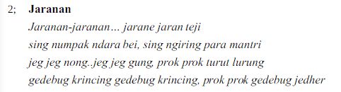 Contoh tembang dolanan.