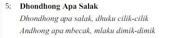 Contoh tembang dolanan.