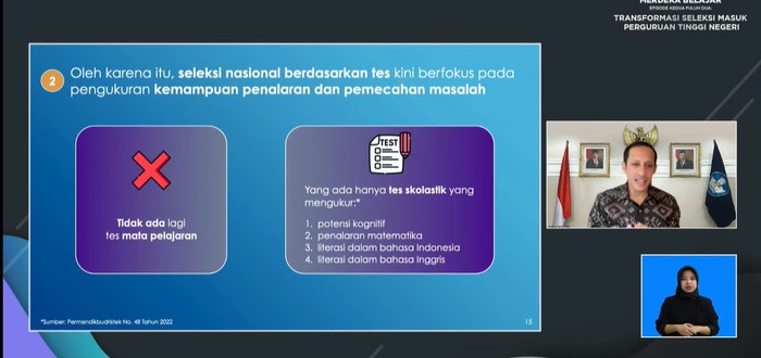 Dalam SBMPTN, tidak ada lagi tes mata pelajaran