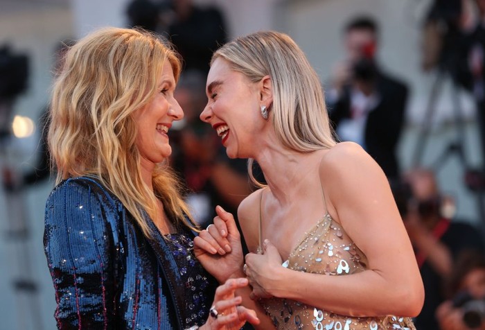 VENICE, ITALY - SEPTEMBER 07: Laura Dern and Vanessa Kirby attend 