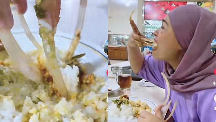 Beredar viral wanita yang mengunggah video sedang makan dengan cara mencapit pakai kuku.