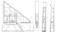 Konsep arsitektur bangunan. Bagian belakang rumah ini menyempit dengan lebar hanya 72 cm.