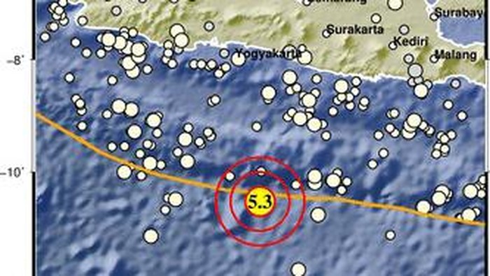Gempa di perairan Gunungkidul, DIY, Kamis (8/9/2022).