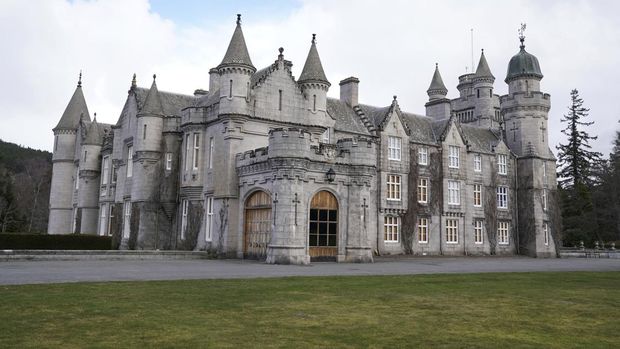 FILE - File photo dated 30/03/22 showing a general view of Balmoral Castle, in Royal Deeside, Aberdeenshire. The Queen is to remain in Scotland to receive Prime Minister Boris Johnson and his replacement, Buckingham Palace has said. The 96-year-old monarch, who has faced ongoing mobility issues, traditionally holds audiences with outgoing and incoming premiers at Buckingham Palace. (Andrew Milligan/PA via AP)
