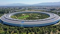 CUPERTINO, CA - SEPTEMBER 7: An aerial view of Apple Park is seen in Cupertino, California, United States on September 7, 2022. (Photo by Tayfun Coskun/Anadolu Agency via Getty Images)
