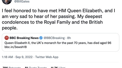 Ratu Elizabeth II Mangkat, Bill Gates Sampai Jeff Bezos Berduka