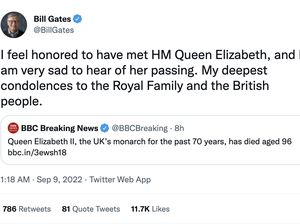Ratu Elizabeth II Mangkat, Bill Gates Sampai Jeff Bezos Berduka