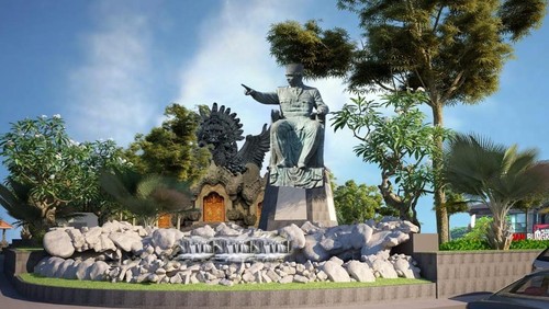 Gambar ilustrasi pembangunan alas patung Bung Karno dan penataan Taman Bung Karno.