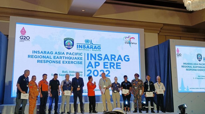 Kegiatan Basarnas INSARAG AP ERE (International Search and Rescue Advisory Group Asia-Pasific Regional EarthQuake Response Excercise) ditutup, Kamis (8/9/2022).