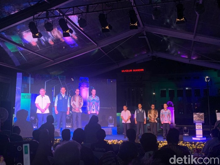 Anies Baswedan di acara groundbreaking CP220 MRT Jakarta dan pembukaan kembali Kota Tua, 10 September 2022. (Mulia Budi/detikcom)