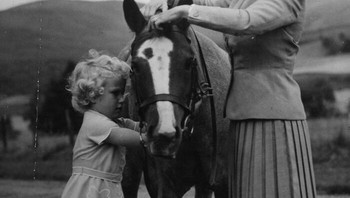 Putri Anne sedang membantu Ratu Elizabeth memasang tali kekang ke kuda poni. Foto: (Bored Panda).