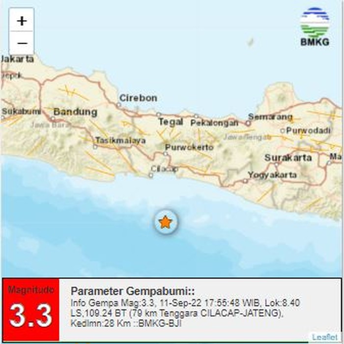 Gempa di Cilacap, Minggu (11/9/2022).