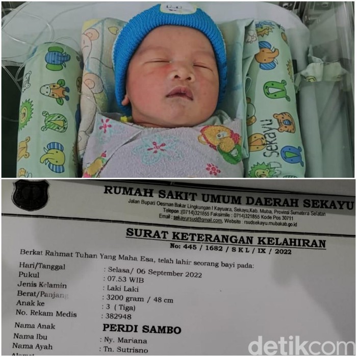 Bayi bernama Perdi Sambo di Musi Banyuasin.