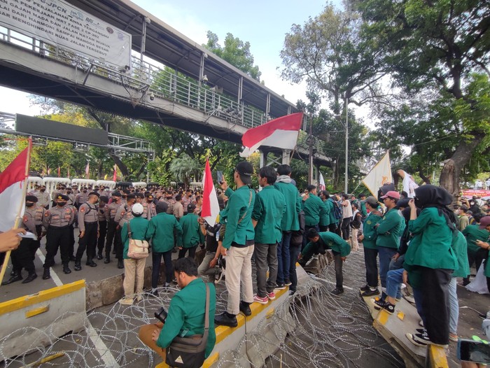 Demonstrasi protes kenaikan BBM di kawasan Patung Kuda, Jakarta Pusat (Rizky-detikcom)