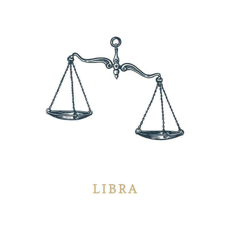 Libra zodiac symbol, hand drawn in engraving style. Vector graphic retro illustration of astrological sign Scales