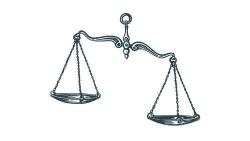 Libra zodiac symbol, hand drawn in engraving style. Vector graphic retro illustration of astrological sign Scales