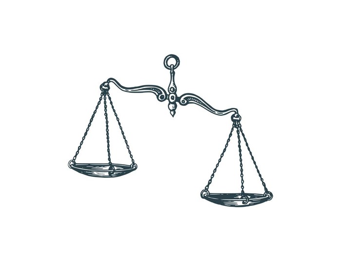 Libra zodiac symbol, hand drawn in engraving style. Vector graphic retro illustration of astrological sign Scales