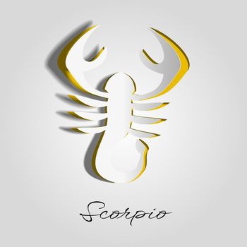 Lambang Zodiak Scorpio, zodiac symbol on cut paper or carved paper