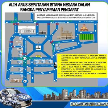 Peta pengalihan arus terkait demo harga BBM.