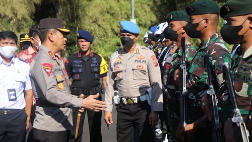 Polda Bali menggelar apel pengecekan pasukan di Kawasan ITDC Nusa Dua untuk mengamankan jalannya kegiatan G20 EWG dan G20 LEMM.