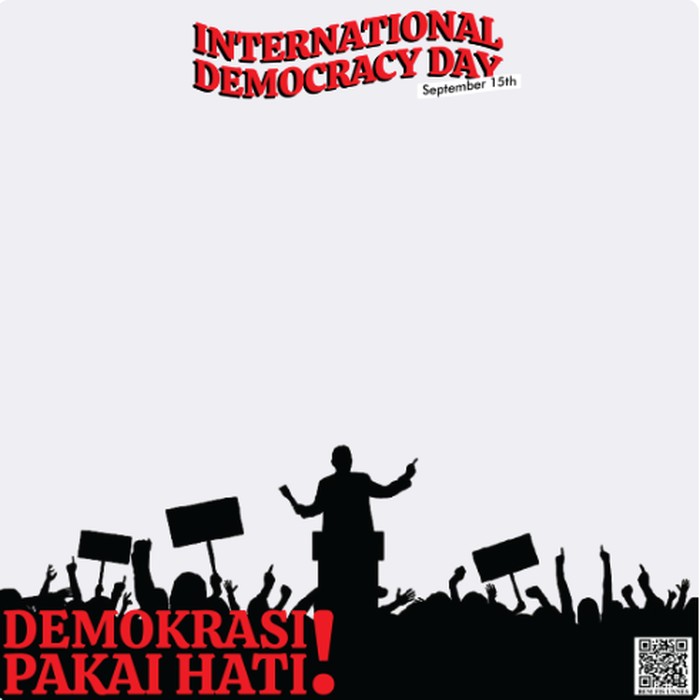 Twibbon Hari Demokrasi Internasional 2022 bisa digunakan pada 15 September. Hari Demokrasi Internasional bertujuan sebagai peninjauan rutin demokrasi di dunia.