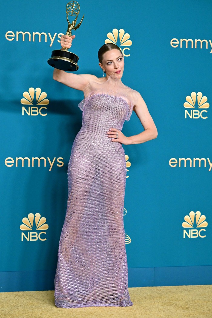 Amanda Seyfried US actress Amanda Seyfried poses with the Emmy for Outstanding Lead Actress in a Limited Or Anthology Series or Movie for